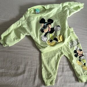 Kids Mickey Mouse Chandal Set - Light Green 3-6 mo